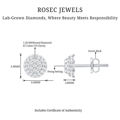 Certified Diamond Bridal Stud Earring with Screw Back