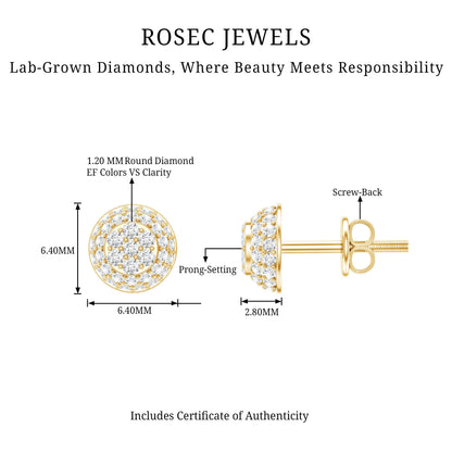 Certified Diamond Bridal Stud Earring with Screw Back