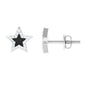 Natural Diamond Star Earrings with Black Enamel