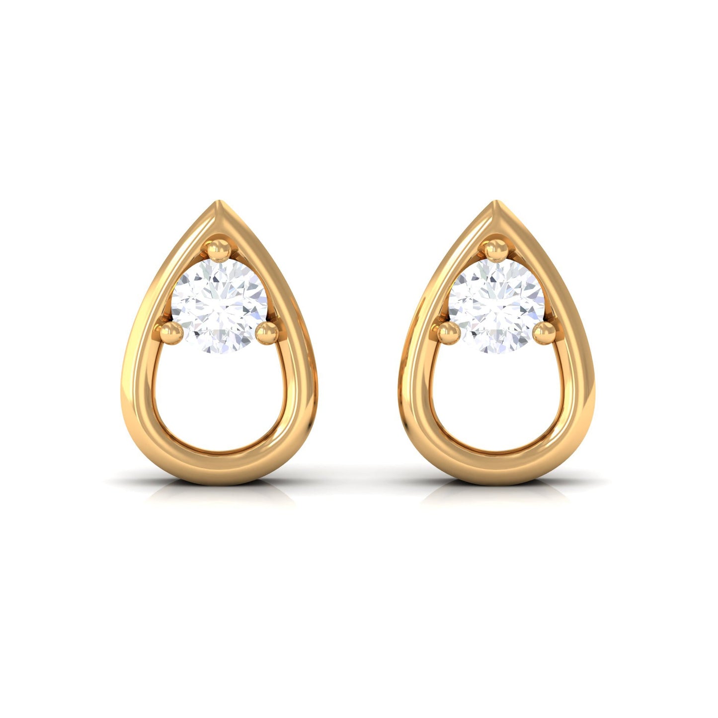 Round Diamond Teardrop Stud Earrings