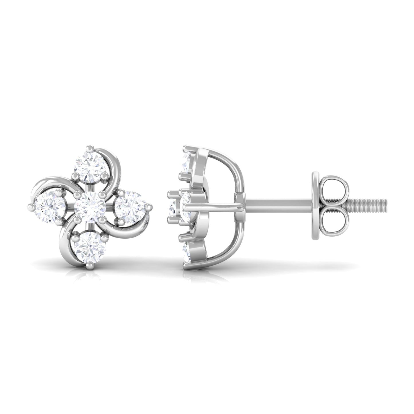 Diamond Flower Cluster Earrings For Women