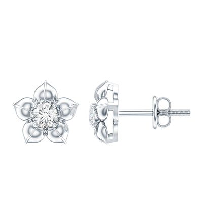 Diamond Flower Petal Stud Earrings in Prong Setting