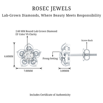 Diamond Flower Petal Stud Earrings in Prong Setting