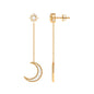 Certified Diamond Star and Moon Chain Earrings