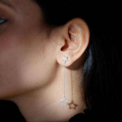 Certified Diamond Star Chain Earrings