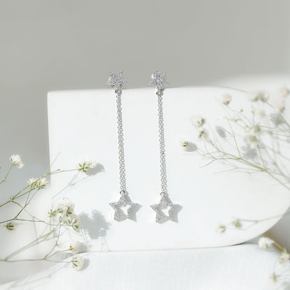 Certified Diamond Star Chain Earrings