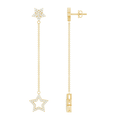 Certified Diamond Star Chain Earrings