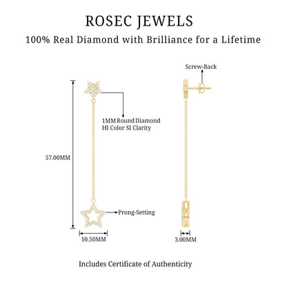 Certified Diamond Star Chain Earrings