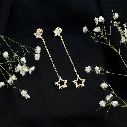Certified Diamond Star Chain Earrings