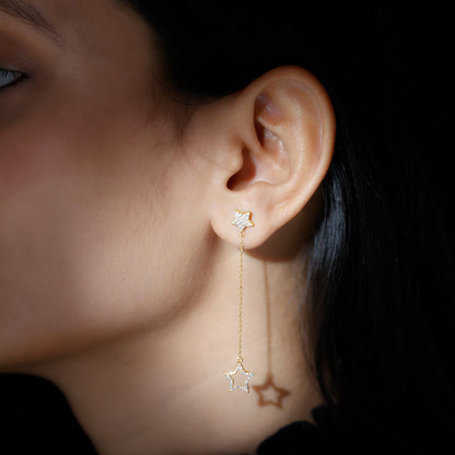 Certified Diamond Star Chain Earrings