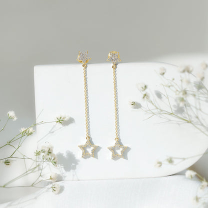 Certified Diamond Star Chain Earrings