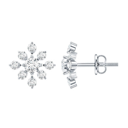 Round Cut Diamond Flower Stud Earrings for Women