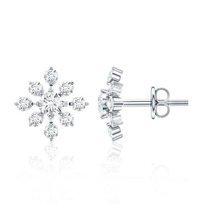 Round Cut Diamond Flower Stud Earrings for Women