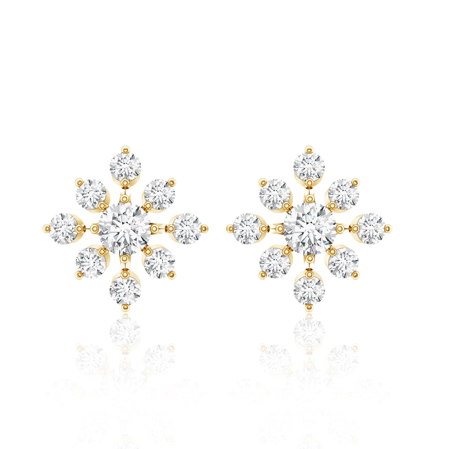 Round Cut Diamond Flower Stud Earrings for Women