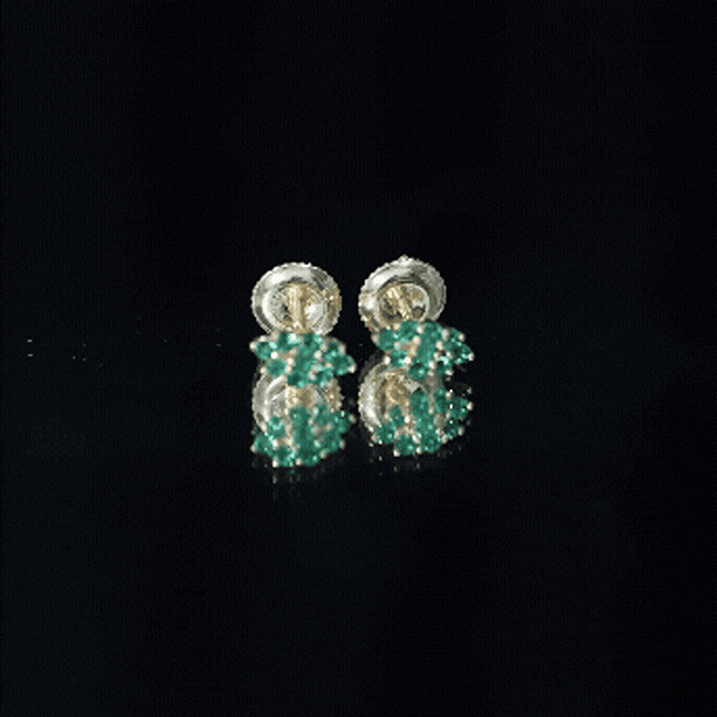 Lab Grown Emerald Stud Earrings in Yellow Gold Plated Silver