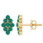 Lab Grown Emerald Stud Earrings in Yellow Gold Plated Silver