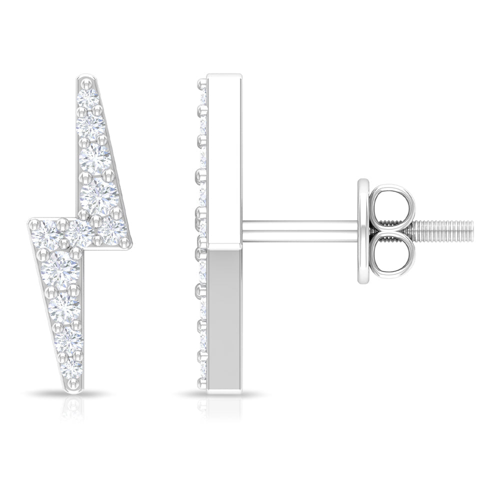 Natural Diamond Thunderbolt Stud Earrings
