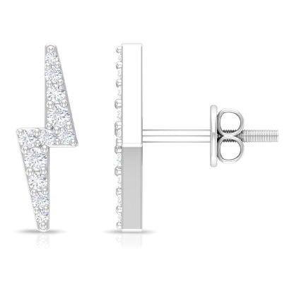 Natural Diamond Thunderbolt Stud Earrings