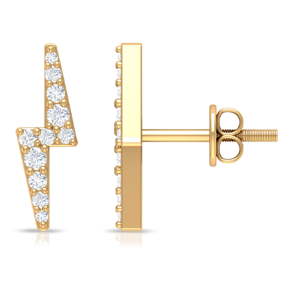 Natural Diamond Thunderbolt Stud Earrings