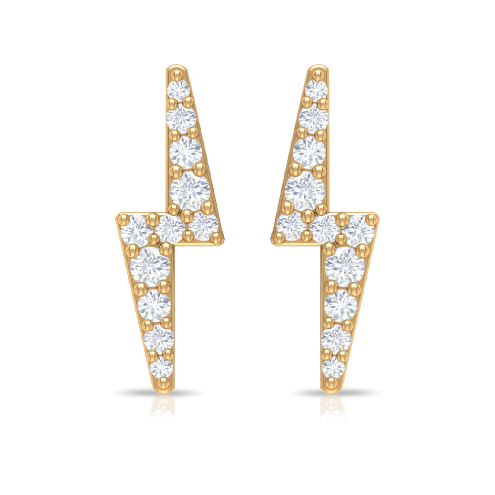 Natural Diamond Thunderbolt Stud Earrings