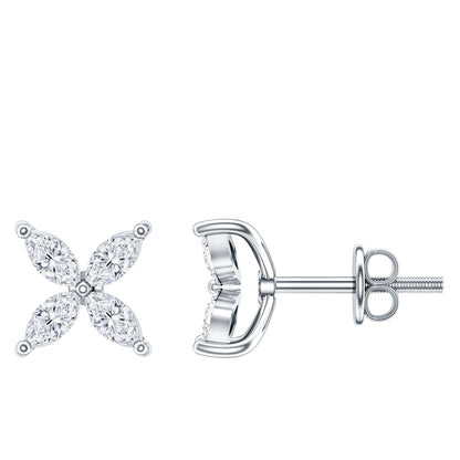 Marquise Shape Moissanite Flower Stud Earrings