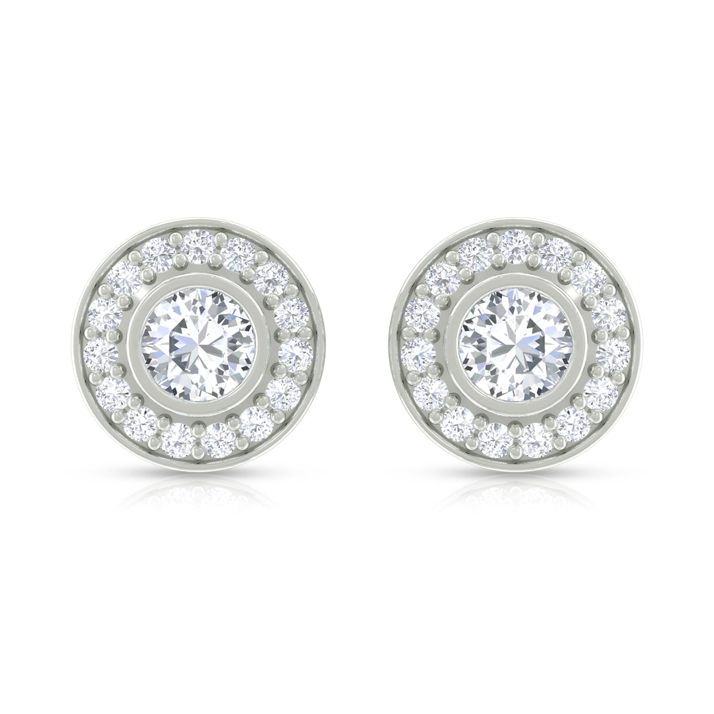 Round Moissanite Halo Stud Earrings for Women