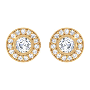 Round Moissanite Halo Stud Earrings for Women