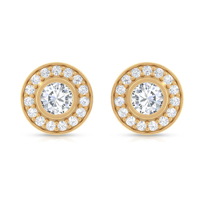 Round Moissanite Halo Stud Earrings for Women