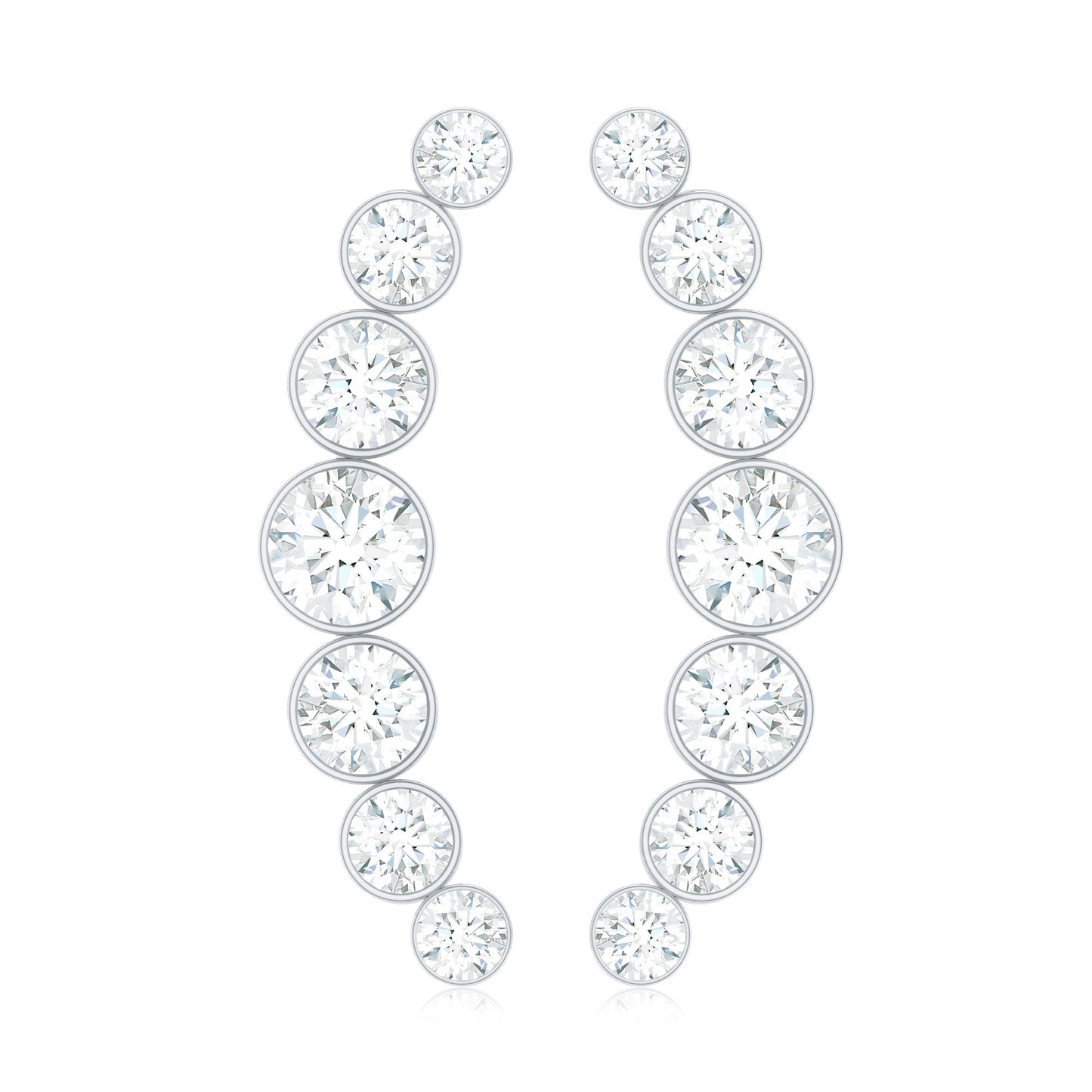 Natural Diamond Climber Earrings with Screw Back