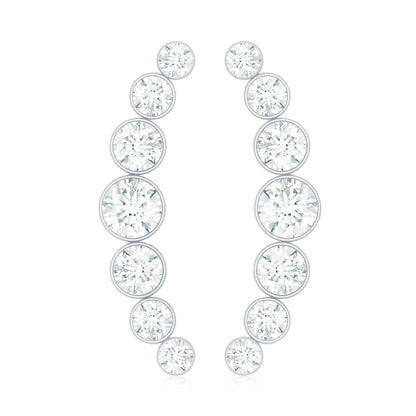 Natural Diamond Climber Earrings with Screw Back