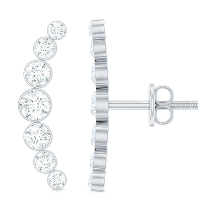 Natural Diamond Climber Earrings with Screw Back