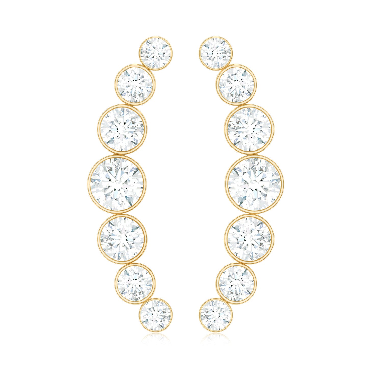 Natural Diamond Climber Earrings with Screw Back