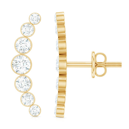 Natural Diamond Climber Earrings with Screw Back