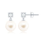 Real Freshwater Pearl and Diamond Drop Earrings