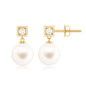 Real Freshwater Pearl and Diamond Drop Earrings