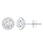 Certified 1 Carat Round Moissanite Classic Stud Earrings in Silver