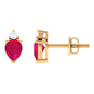 Pear Cut Ruby and Diamond Stud Earrings For Women