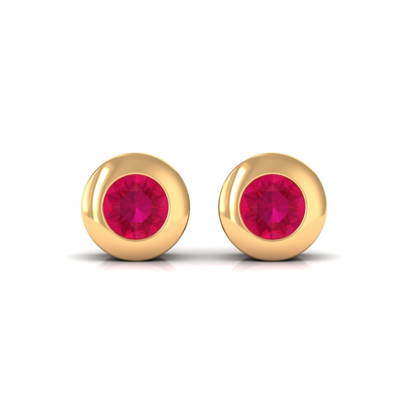 0.5 Carat Round Cut Ruby Solitaire Stud Earrings in Bezel Setting