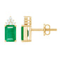 Genuine 1.32 Carat Emerald Cut Emerald Stud Earrings with Diamond Cluster