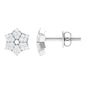 Certified Real Diamond Flower Earrings with Screw Back