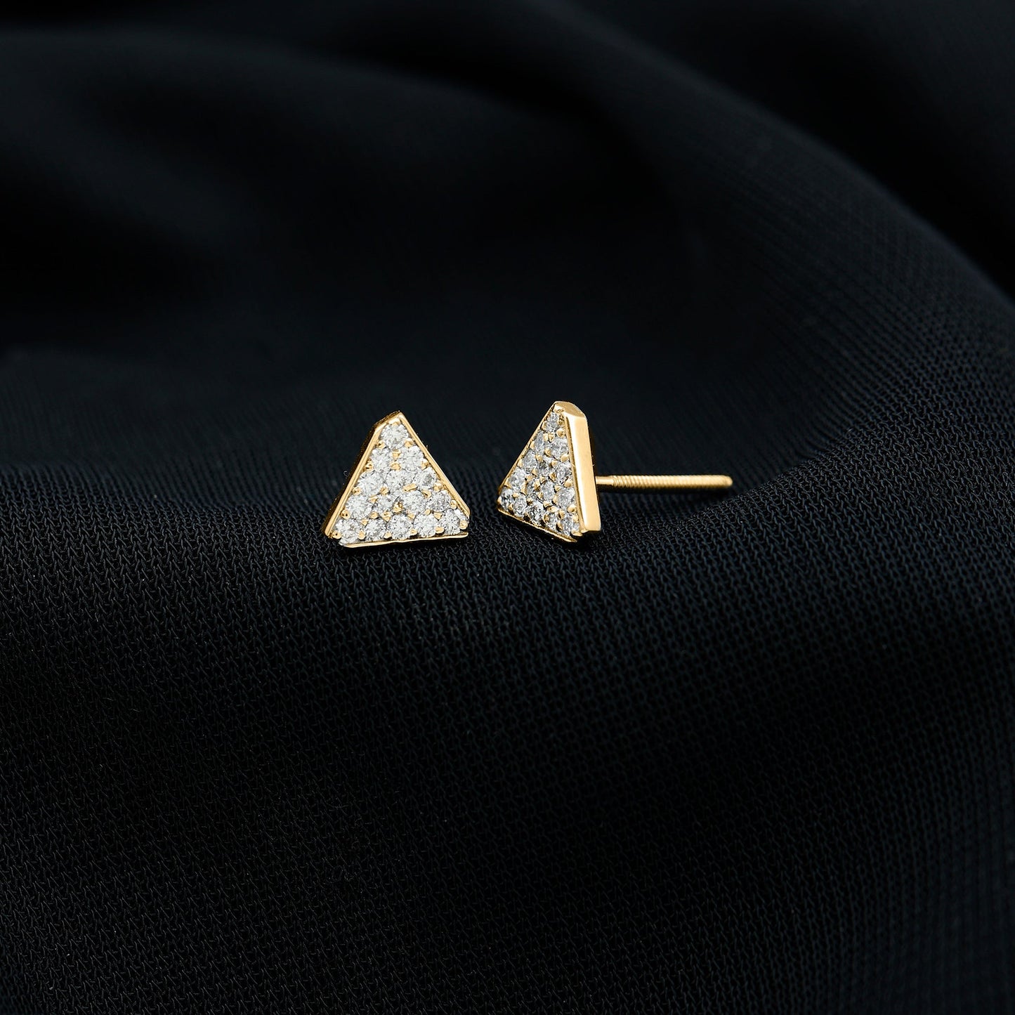 Genuine Diamond Triangle Stud Earrings