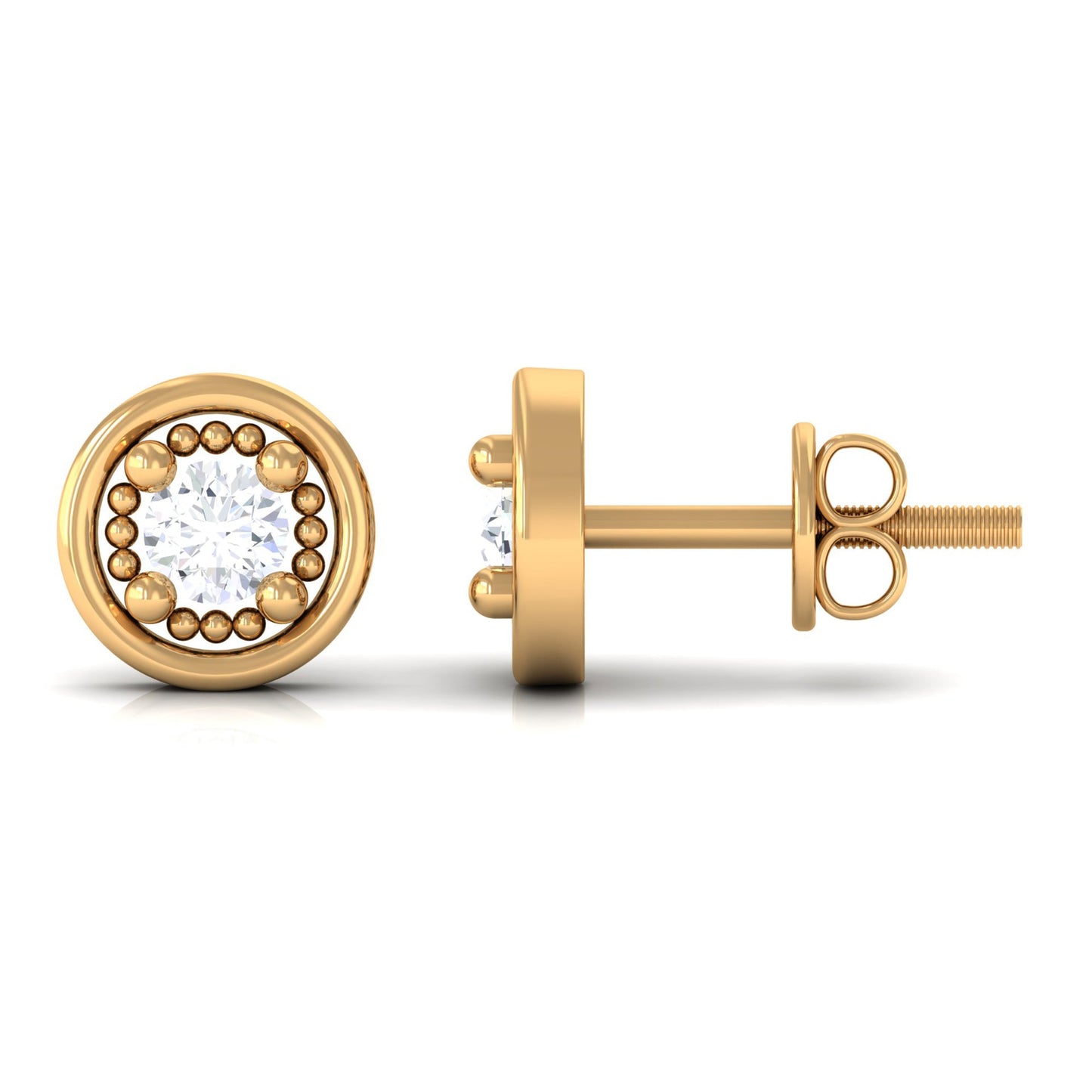 Genuine Diamond Vintage Stud Earrings with Screw Back