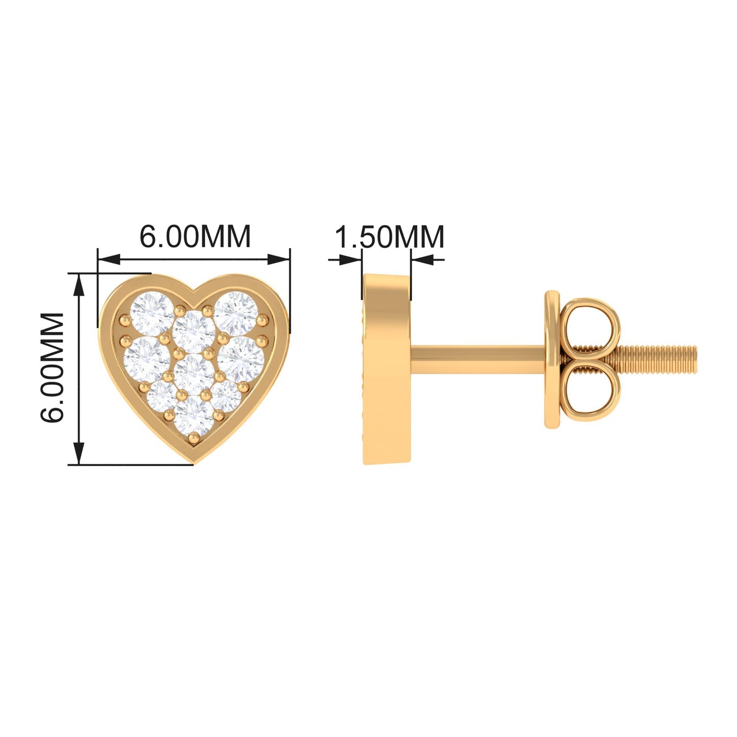 Natural Diamond Heart Shape Stud Earrings with Certificate