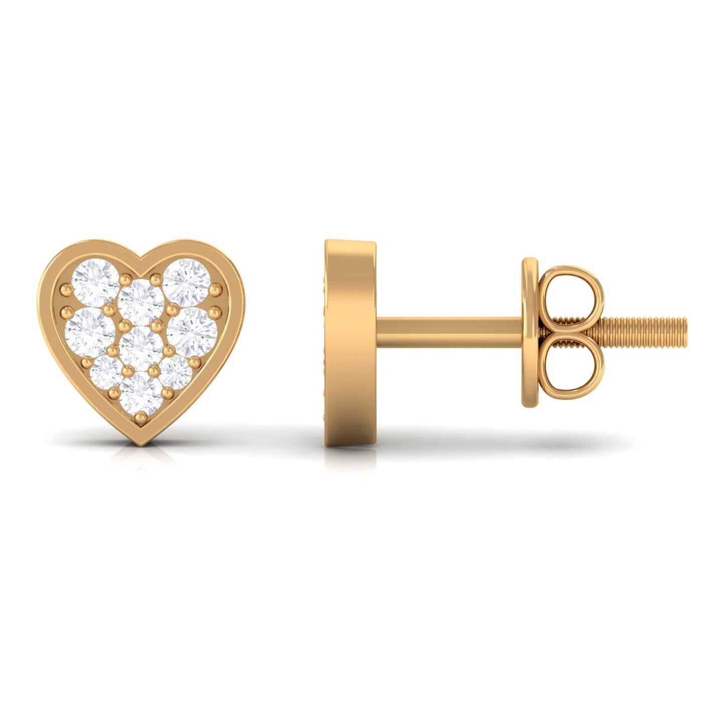 Natural Diamond Heart Shape Stud Earrings with Certificate