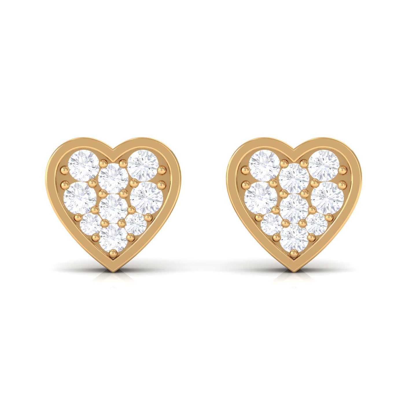 Natural Diamond Heart Shape Stud Earrings with Certificate