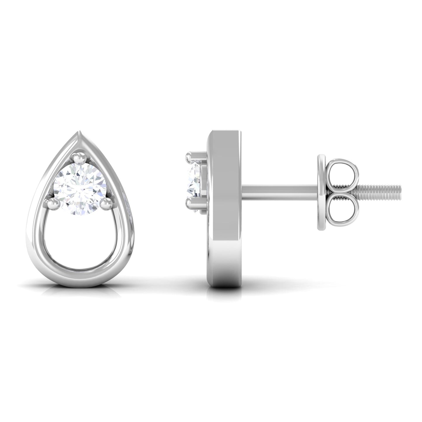 Round Diamond Teardrop Stud Earrings