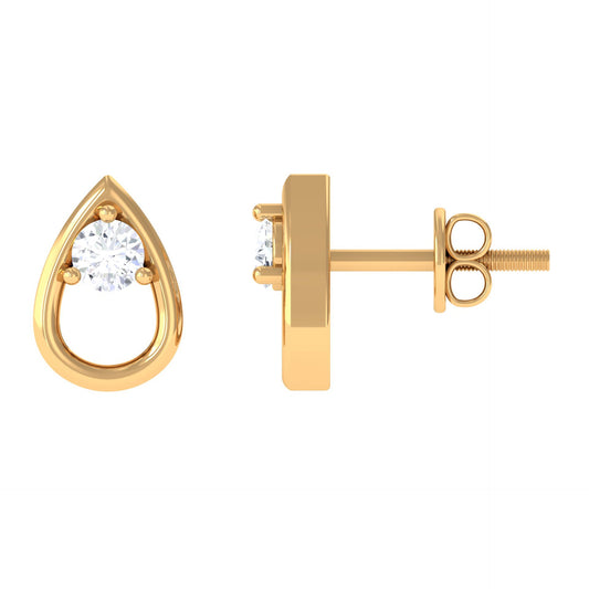Round Diamond Teardrop Stud Earrings