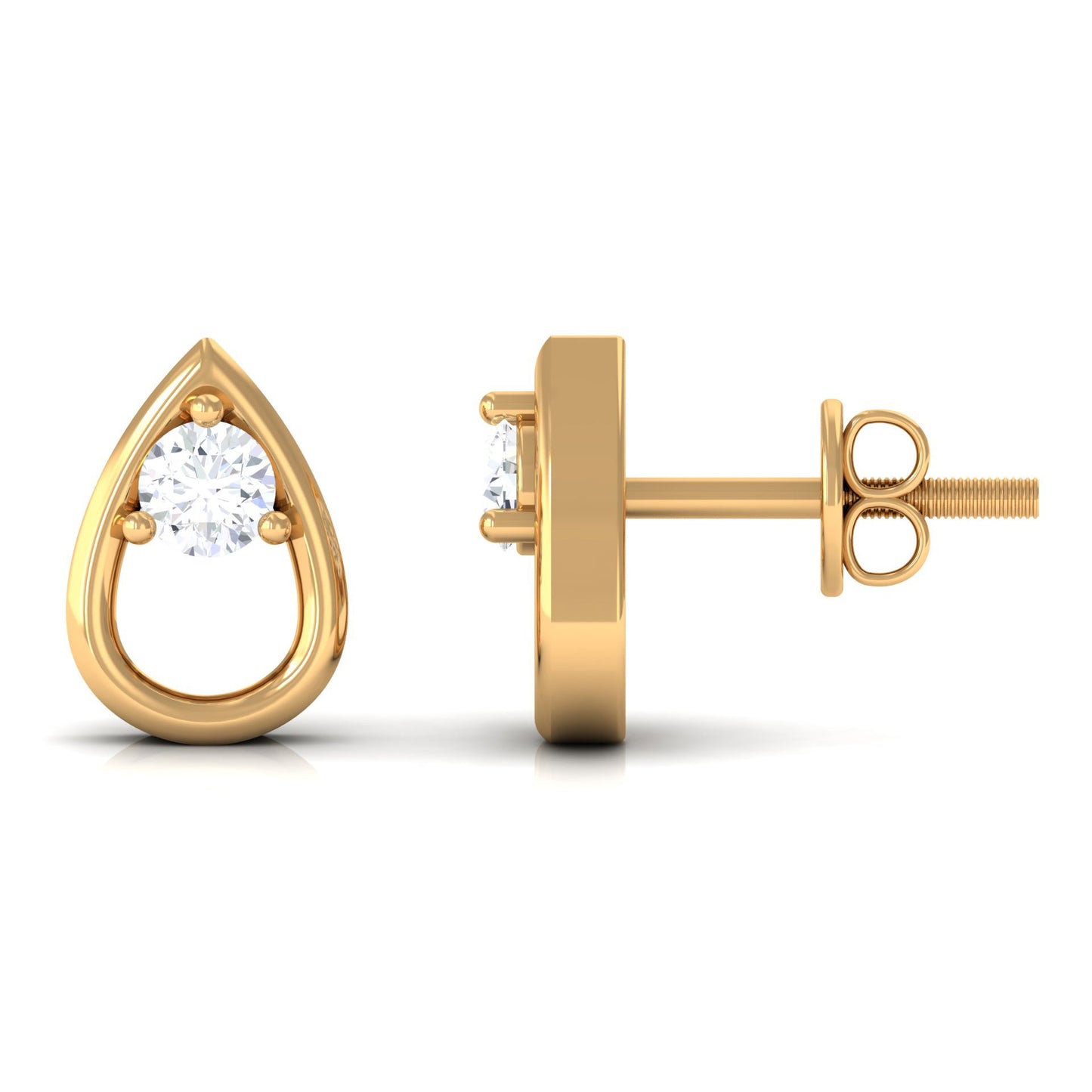 Round Diamond Teardrop Stud Earrings