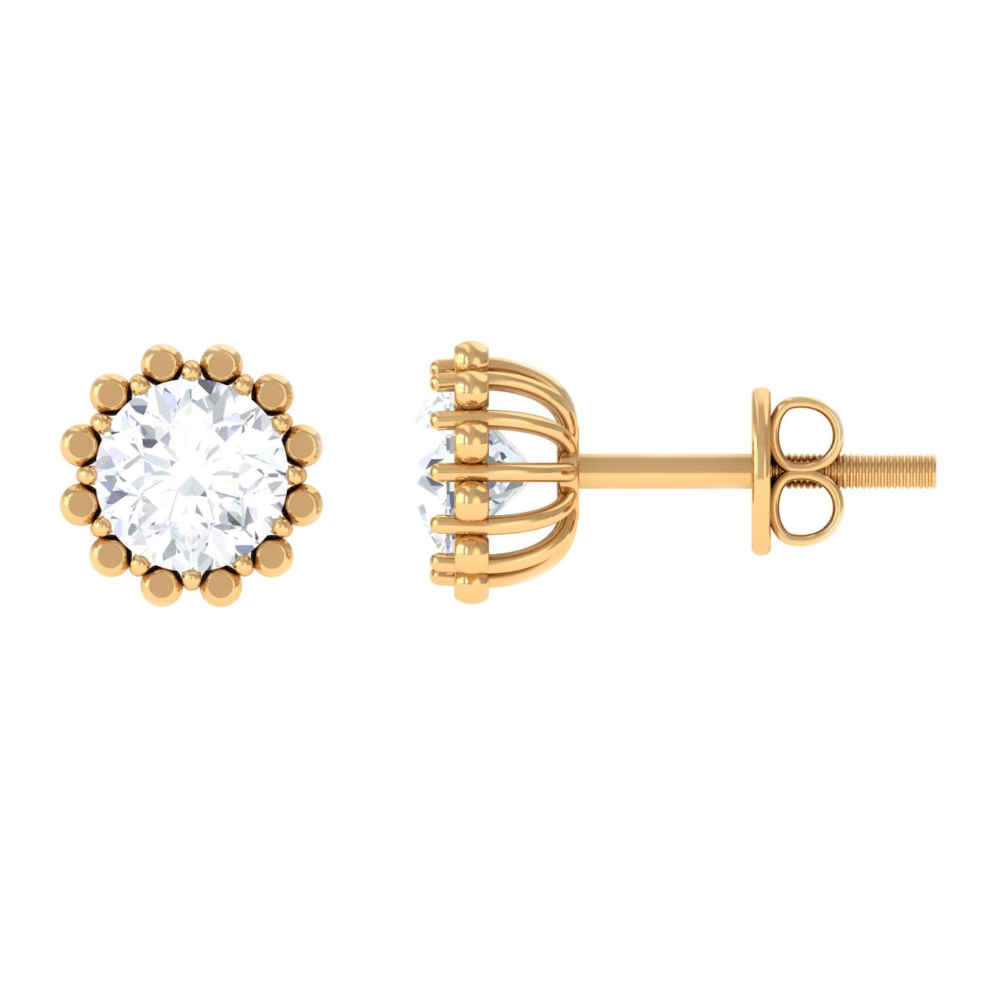Certified Natural Diamond Studs with Screw Back