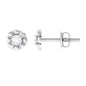 Natural Diamond Cute Flower Stud Earrings with Screw Back